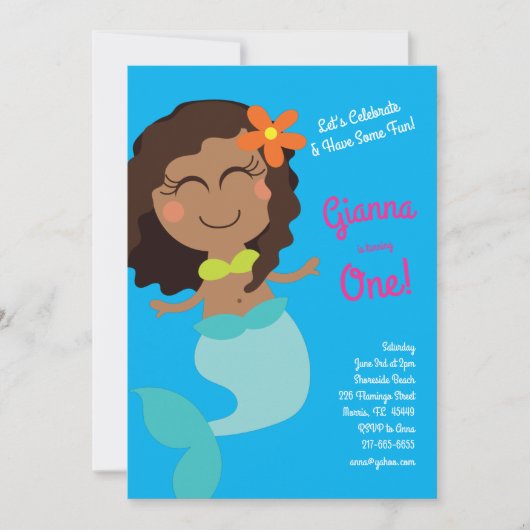 Invitation Fête d'anniversaire de la sirène (Devant)