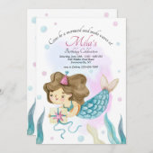 Invitation Fête d'anniversaire de la Sirène (Devant / Derrière)