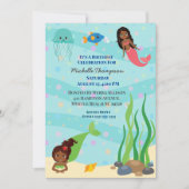 Invitation Fête d'anniversaire de la sirène afro-américaine (Devant)