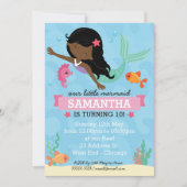 Invitation Fête d'anniversaire de la sirène afro-américaine (Devant)