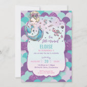 Invitation Fête d'anniversaire de la sirène blonde violette (Devant)