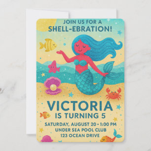 Invitation Fête d'anniversaire de la sirène de mer