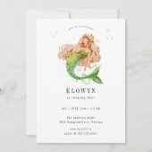 Invitation Fête d'anniversaire de la Sirène de Pêche Florale (Devant)