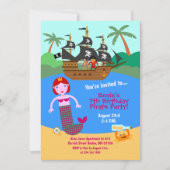 Invitation Fête d'anniversaire de la sirène et du bateau pira (Devant)
