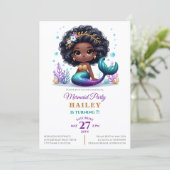 Invitation Fête d'anniversaire de la Sirène magique (Debout devant)