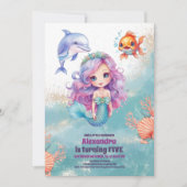 Invitation Fête d'anniversaire de la Sirène magique (Devant)