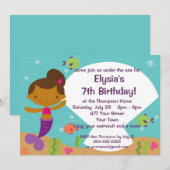Invitation Fête d'anniversaire de la Sirène pour enfants pers (Devant / Derrière)