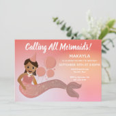 Invitation Fête d'anniversaire de la Sirène rose (Debout devant)