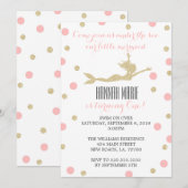 Invitation Fête d'anniversaire de la sirène rose et or (Devant / Derrière)