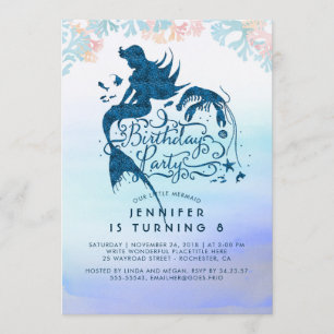 Invitation Fête d'anniversaire de la sirène sous la mer de l'