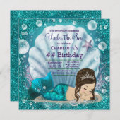 Invitation Fête d'anniversaire de la sirène sous les filles d (Devant / Derrière)