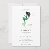 Invitation Fête d'anniversaire de la Sirène turquoise (Devant)