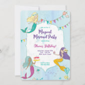 Invitation Fête d'anniversaire de la Sirène Whimsical (Devant)