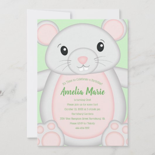 Invitation Fête d'anniversaire de la souris (Devant)