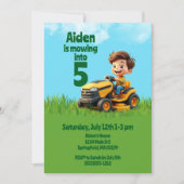 Invitation Fête d'anniversaire de la tondeuse de pelouse (Devant)