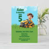 Invitation Fête d'anniversaire de la tondeuse de pelouse (Debout devant)