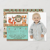 Invitation Fête d'anniversaire de la tribu des Boho (Devant / Derrière)