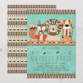 Invitation Fête d'anniversaire de la tribu Enfants (Devant / Derrière)