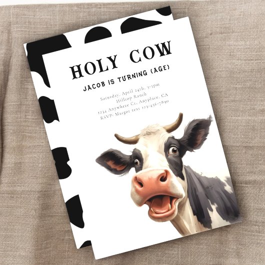 Invitation fête d'anniversaire de la vache