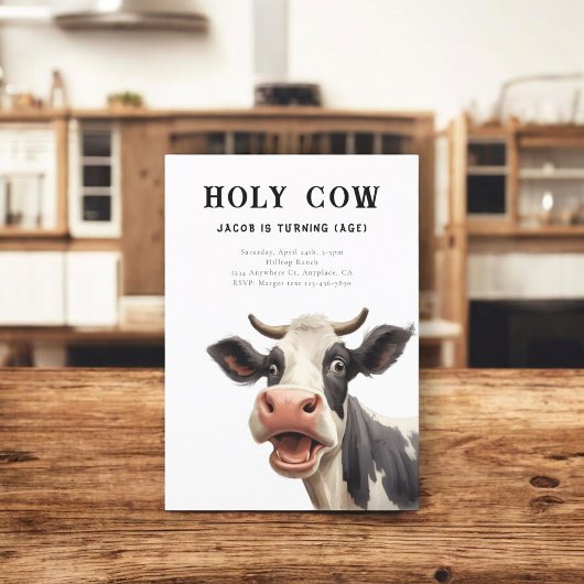 Invitation fête d'anniversaire de la vache