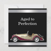 Invitation Fête d'anniversaire de la voiture antique Mans (Dos)