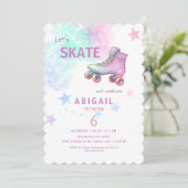 Invitation Fête d'anniversaire de la Young Girl Roller Sking (Debout devant)