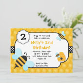 Invitation Fête d'anniversaire de l'abeille (Debout devant)