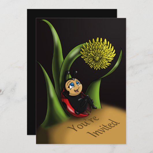 Invitation Fête d'anniversaire de Ladybug (Devant / Derrière)