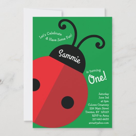 Invitation Fête d'anniversaire de Ladybug (Devant)