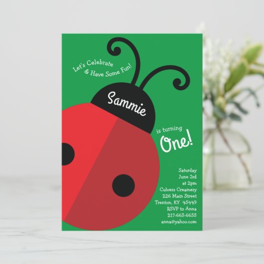 Invitation Fête d'anniversaire de Ladybug (Debout devant)