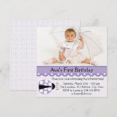 Invitation Fête d'anniversaire de ladybug pourpre (Devant / Derrière)