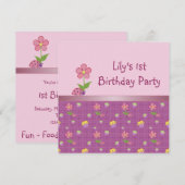 Invitation Fête d'anniversaire de Ladybug rose et Cupcake (Devant / Derrière)