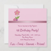 Invitation Fête d'anniversaire de Ladybug rose et Cupcake (Dos)