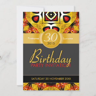 Invitation Fête d'anniversaire de l'âge d'or de la plume roug