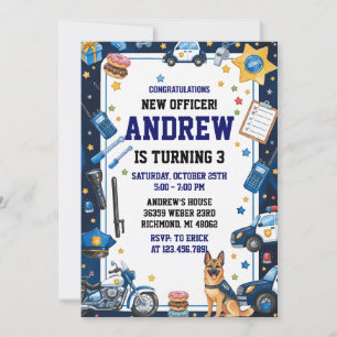 Invitation Fête d'anniversaire de l'agent de police numérique