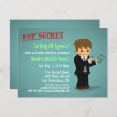 Invitation Fête d'anniversaire de l'agent secret de Boy (Devant / Derrière)