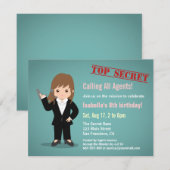 Invitation Fête d'anniversaire de l'agent secret Girl (Devant / Derrière)