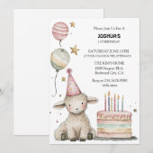 Invitation Fête d'anniversaire de l'agneau lunaire (Devant / Derrière)