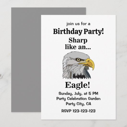 Invitation Fête d'anniversaire de l'Aigle royal (Devant / Derrière)
