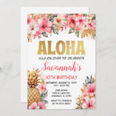 Invitation Fête d'anniversaire de l'Aloha hawaïen (Devant / Derrière)