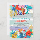 Invitation Fête d'Anniversaire de l'Aloha Luau (Devant)