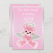 Invitation Fête d'anniversaire de l'Ange rose de la fille Ted (Devant / Derrière)