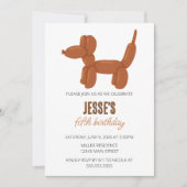 Invitation Fête d'anniversaire de l'animal de ballons de chie (Devant)