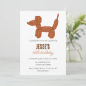 Invitation Fête d'anniversaire de l'animal de ballons de chie (Debout devant)