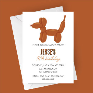 Invitation Fête d'anniversaire de l'animal de ballons de chie