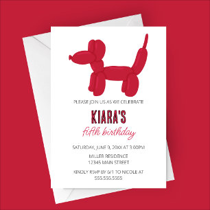 Invitation Fête d'anniversaire de l'animal du chien rouge