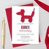 Invitation Fête d'anniversaire de l'animal du chien rouge