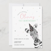 Invitation Fête d'anniversaire de l'animal zèbre  (Devant)