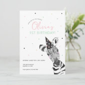 Invitation Fête d'anniversaire de l'animal zèbre  (Debout devant)