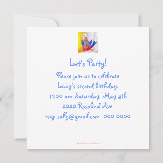 Invitation fête d'anniversaire de lapin (Dos)